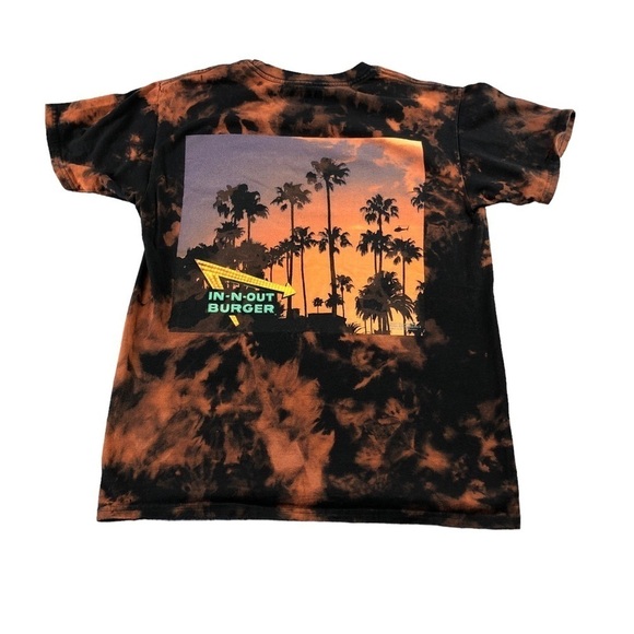 In N Out Burger Oregon Black and Orange Palm Tree Logo Tie Dye Tshirt - Picture 2 of 7